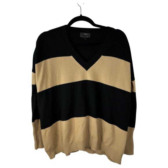 J. Crew Italian Cashmere Oversized Slouchy V Neck Stripe Sweater XXS - Oversized - Picture 1 of 5
